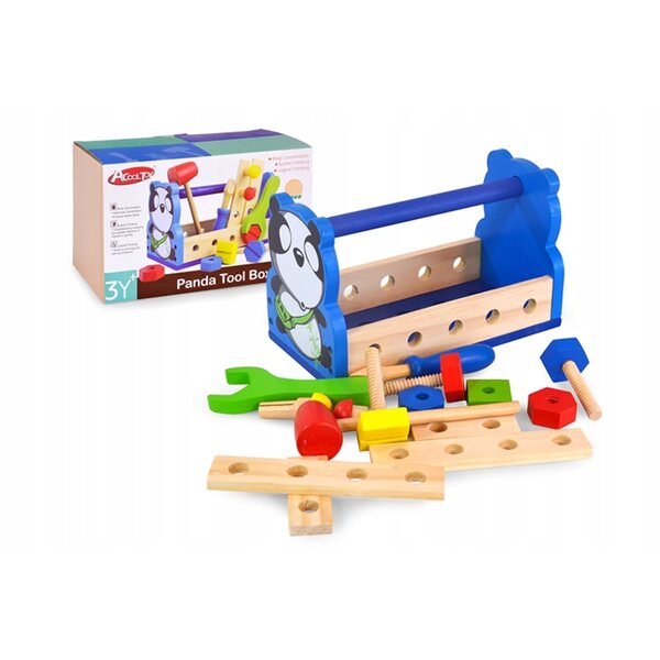 Holzkiste mit Panda Artik Tools – Spielzeug für Kinder ab 3 Jahren