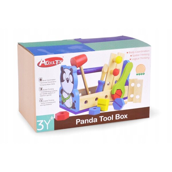 Holzkiste mit Panda Artik Tools – Spielzeug für Kinder ab 3 Jahren