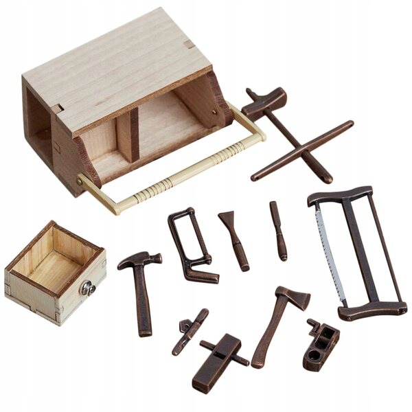 Mini armadietto porta attrezzi decorativo in legno per la casa delle bambole 5,4x5,2 cm