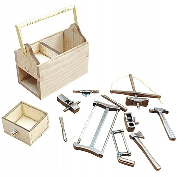 Mini armadietto porta attrezzi decorativo in legno per la casa delle bambole 5,4x5,2 cm