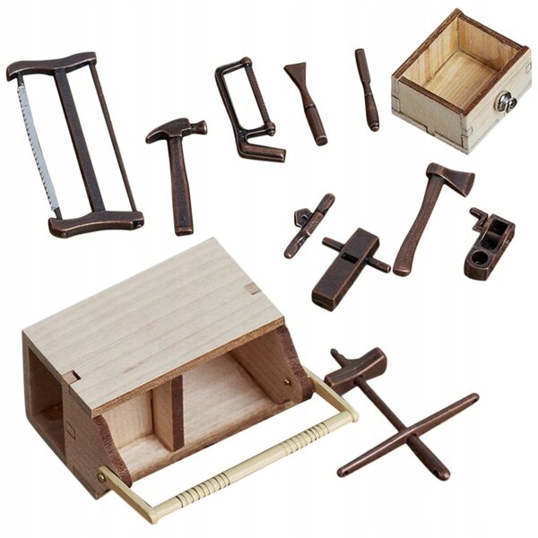 Mini armadietto porta attrezzi decorativo in legno per la casa delle bambole 5,4x5,2 cm