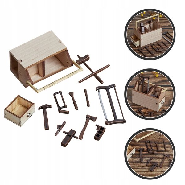 Mini armadietto porta attrezzi decorativo in legno per la casa delle bambole 5,4x5,2 cm
