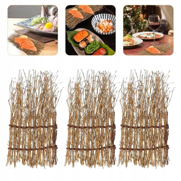 Japanischer dekorativer Sashimi-Teller aus Bambus, 3er-Set, 11x23 cm