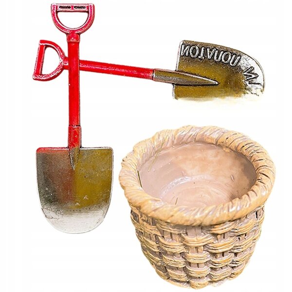 Mini strumenti decorativi per giardino fiabesco da casa delle bambole - set 3 pezzi