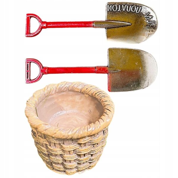 Mini strumenti decorativi per giardino fiabesco da casa delle bambole - set 3 pezzi