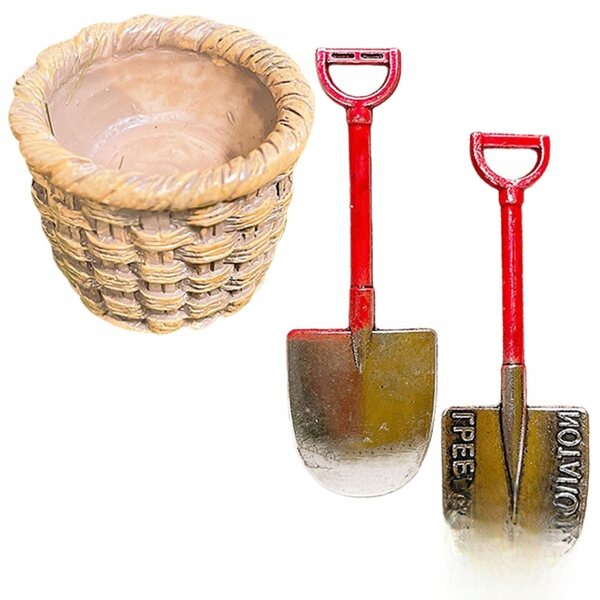 Mini strumenti decorativi per giardino fiabesco da casa delle bambole - set 3 pezzi
