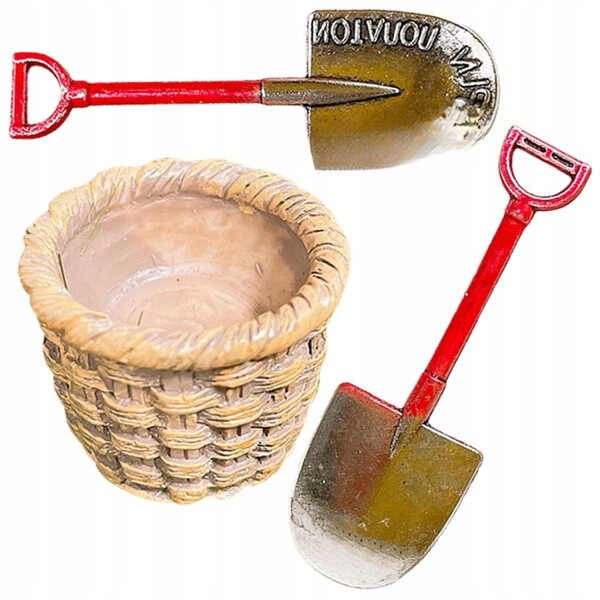 Mini strumenti decorativi per giardino fiabesco da casa delle bambole - set 3 pezzi