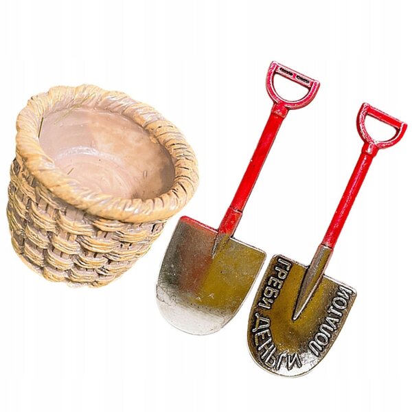 Mini strumenti decorativi per giardino fiabesco da casa delle bambole - set 3 pezzi