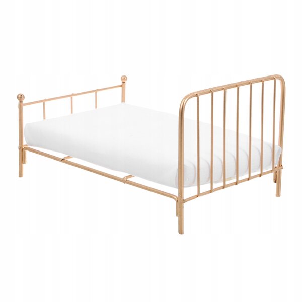 Mini letto in metallo per casa delle bambole con materasso e dettagli realistici