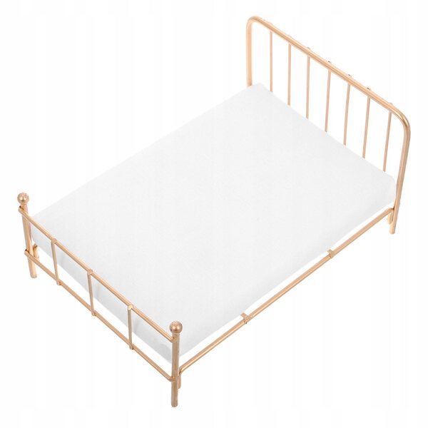 Mini letto in metallo per casa delle bambole con materasso e dettagli realistici