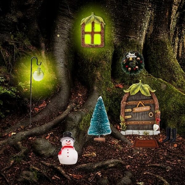 Mini-kerstdecoraties in fluorescerende hars voor poppenhuizen - Set van 10 stuks