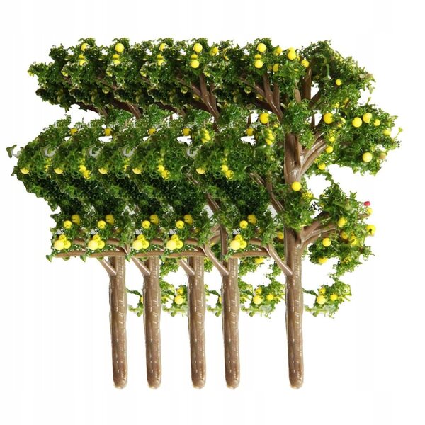Lot de 5 modèles d'arbres fruitiers miniatures pour scénographie DIY 70mm