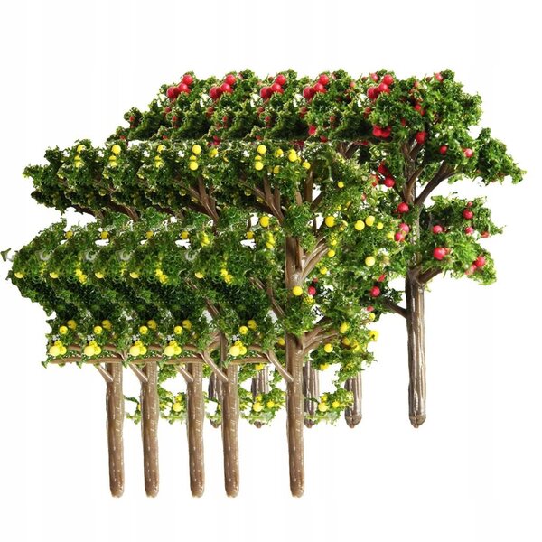 Lot de 5 modèles d'arbres fruitiers miniatures pour scénographie DIY 70mm