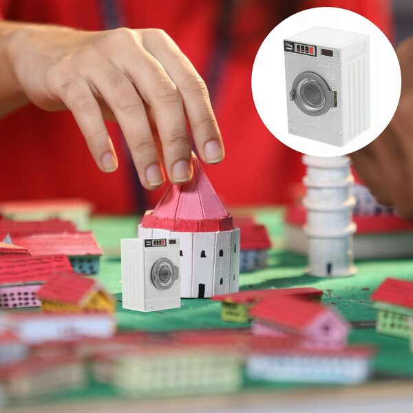 Mini Pralka Domowa per Bambole Modello Realistico in Plastica 5,5x3,5x3 cm