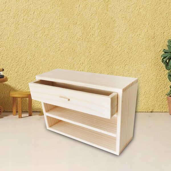 Holzmöbelminiatur für Puppenhaus mit Schublade im Maßstab 1:12