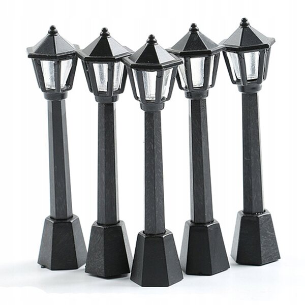 Lampada Decorativa Miniatura Nera in Resina per Micro Giardini e Diorami 7.5x2x2cm