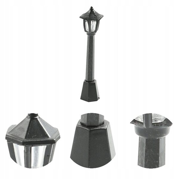 Lampada Decorativa Miniatura Nera in Resina per Micro Giardini e Diorami 7.5x2x2cm