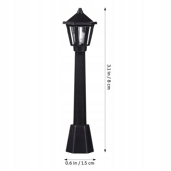 Lampada Decorativa Miniatura Nera in Resina per Micro Giardini e Diorami 7.5x2x2cm