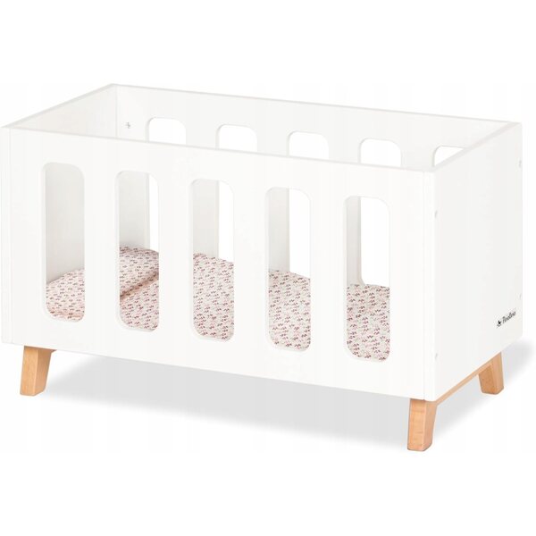 Letto per bambole Pinolino Marit in legno MDF con biancheria 3 pezzi bianco