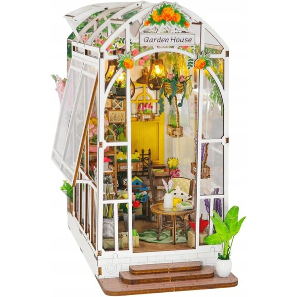 3D-Miniatur-Domček-Gartenset zum Zusammenbauen mit LED-Beleuchtung