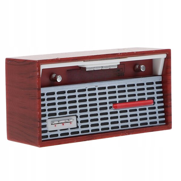 Mini Radio Retro in Plastica Marrone per Casa delle Bambole 5,3x2,5 cm
