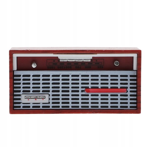 Mini Retro Radio in bruin kunststof voor poppenhuis 5,3x2,5 cm