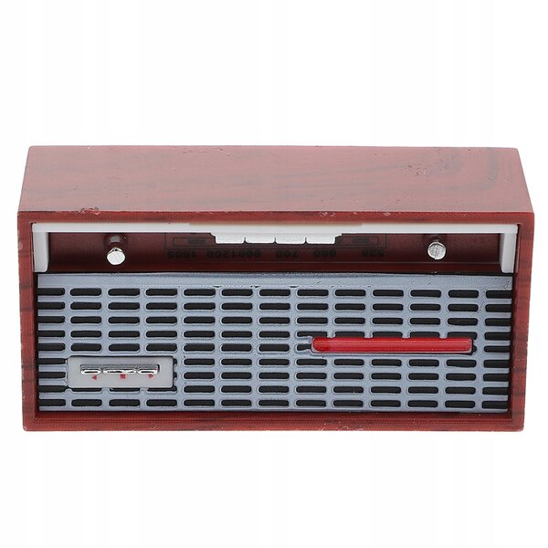 Mini Retro Radio in bruin kunststof voor poppenhuis 5,3x2,5 cm