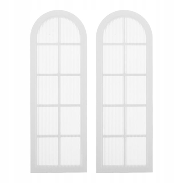 2 Mini-Fenster aus weißem Kunststoff für Puppenhäuser – dekoratives Zubehör