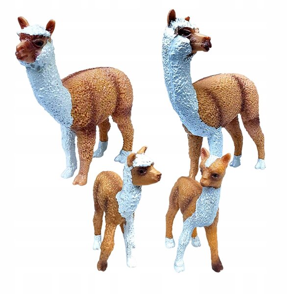 Set di 4 Figure Realistiche di Alpaca in PVC per Bambini e Collezionisti
