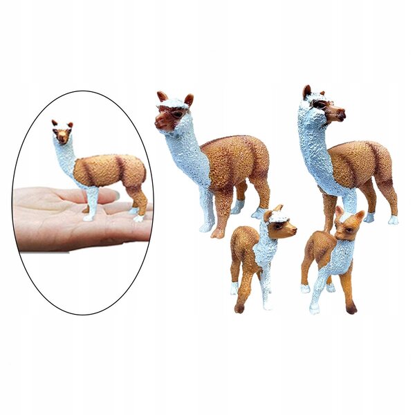 Set di 4 Figure Realistiche di Alpaca in PVC per Bambini e Collezionisti
