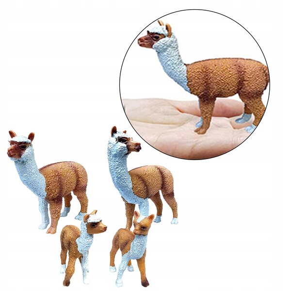 Set di 4 Figure Realistiche di Alpaca in PVC per Bambini e Collezionisti