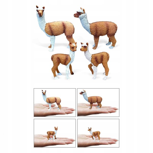 Set di 4 Figure Realistiche di Alpaca in PVC per Bambini e Collezionisti