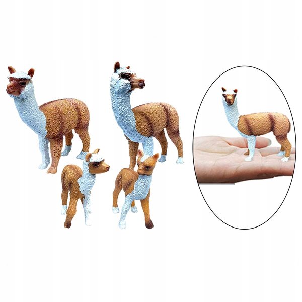 Set di 4 Figure Realistiche di Alpaca in PVC per Bambini e Collezionisti