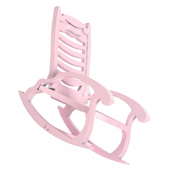 Miniatura Sedia dondolo in legno rosa per decorazioni e giochi creativi