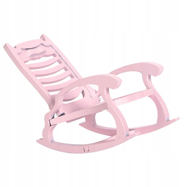 Miniatura Sedia dondolo in legno rosa per decorazioni e giochi creativi