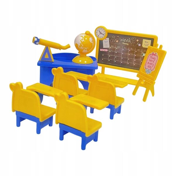 Mini set mobili per aula in miniatura per casa delle bambole con tavolo e sedie