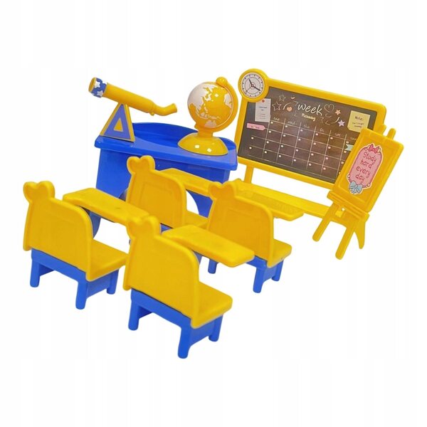 Mini set mobili per aula in miniatura per casa delle bambole con tavolo e sedie