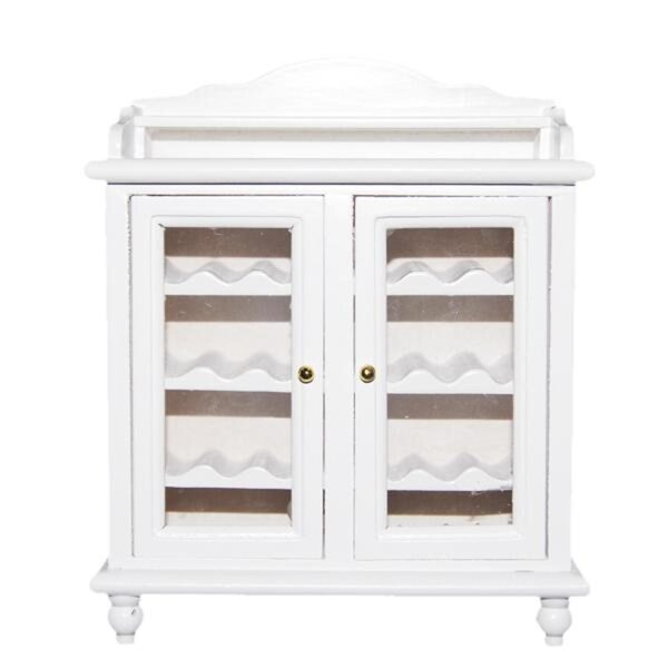 Mobile in legno bianco per casa delle bambole scala 1:12, armadio porta vino