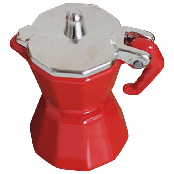 Mini espresso in alluminio rosso per decorazione casa delle bambole 3x2,5x1,6 cm