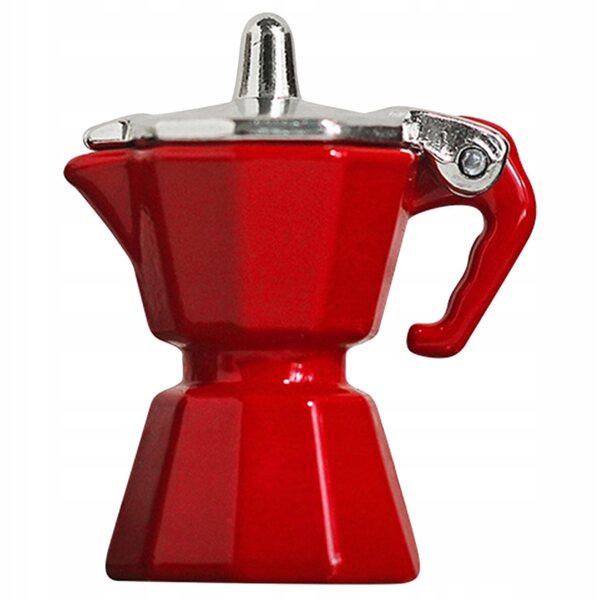 Mini espresso in alluminio rosso per decorazione casa delle bambole 3x2,5x1,6 cm