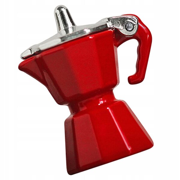 Mini espresso in alluminio rosso per decorazione casa delle bambole 3x2,5x1,6 cm