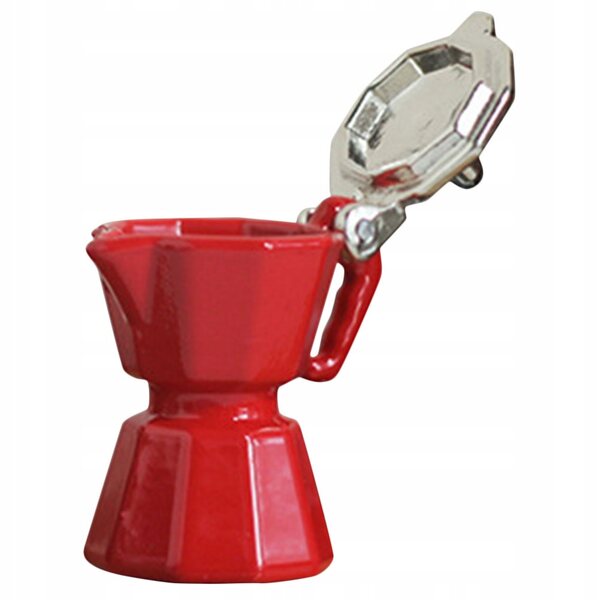 Mini espresso in alluminio rosso per decorazione casa delle bambole 3x2,5x1,6 cm