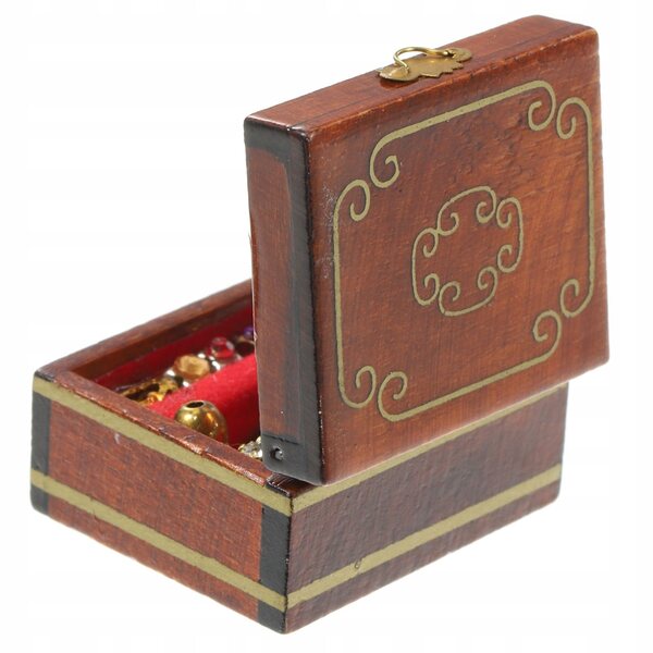 Mini scatola porta gioielli in legno vintage per casa e domani delle bambole