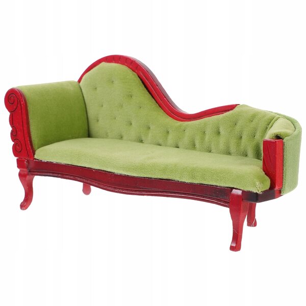 Mini sofa vintage per casa delle bambole in materiale resistente e dettagli realistici