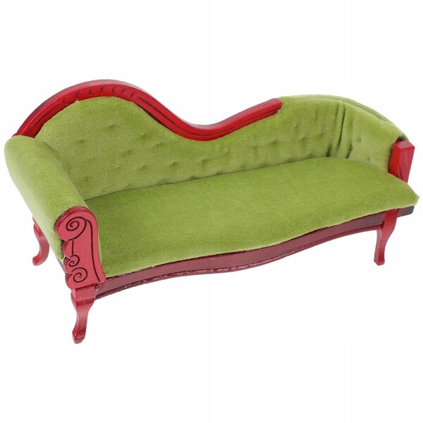 Mini sofa vintage per casa delle bambole in materiale resistente e dettagli realistici
