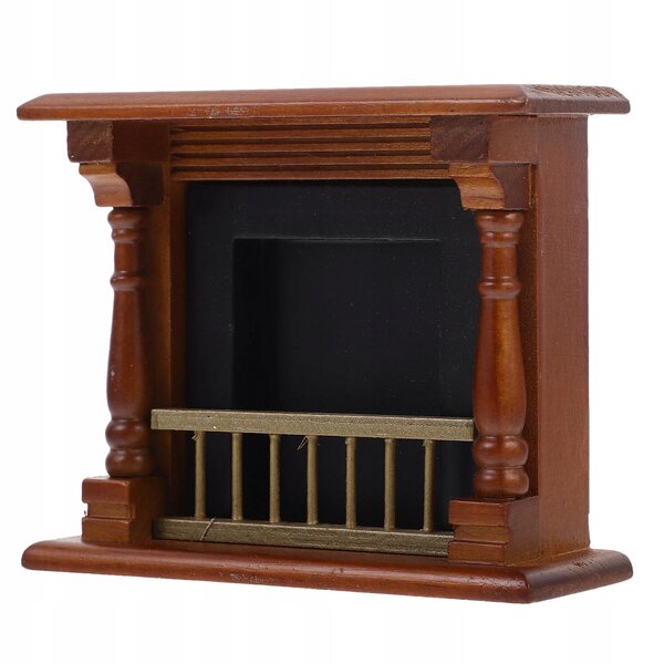 Miniatura camino in legno per casa delle bambole, decorazione realistica