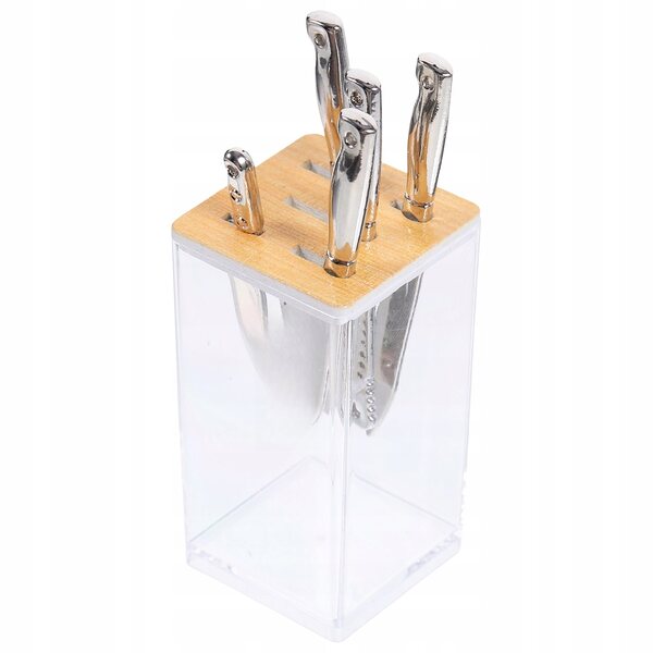 Set Miniature Coltelli da Cucina in Legno e Plastica per Casa delle Bambole