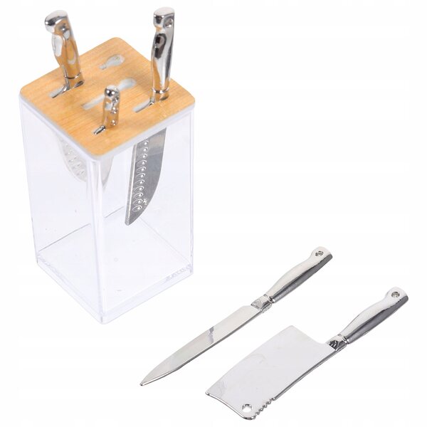 Set Miniature Coltelli da Cucina in Legno e Plastica per Casa delle Bambole