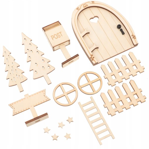 Decorazione natalizia in legno mini porte fatate per casa delle bambole
