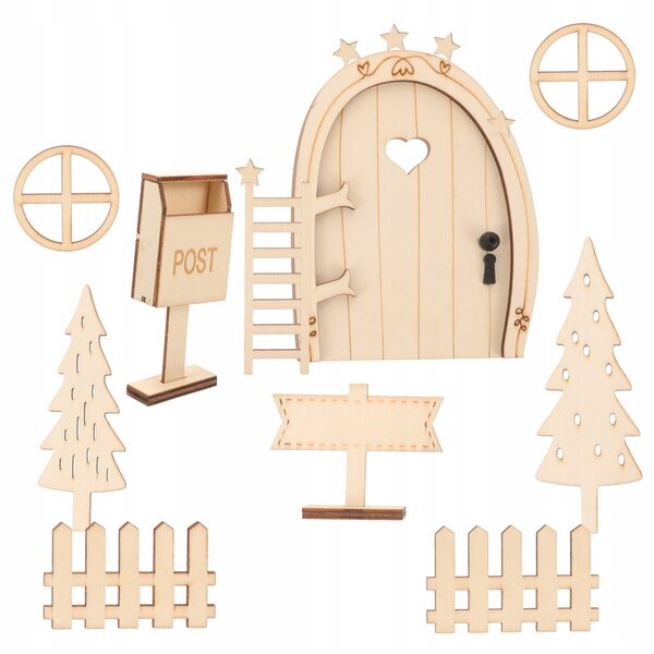 Decorazione natalizia in legno mini porte fatate per casa delle bambole